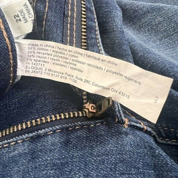 ELOQUII Women's Classic Fit Peach Lift Distressed Skinny Jean Dark Wash 22 NWT - Picture 11 of 11